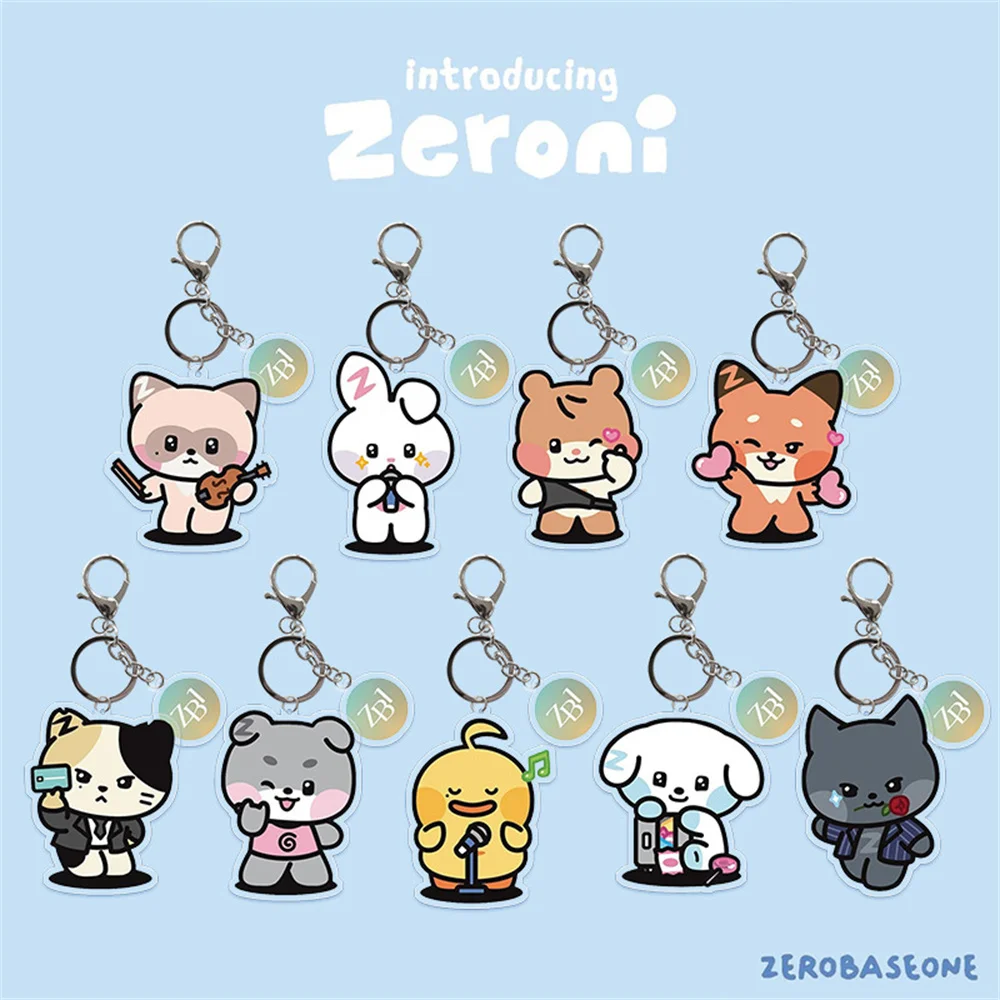 Kpop ZB1 portachiavi 2 pz/set ZERONI Cartoon Cute acrilico ciondolo borsa accessori portachiavi ZEROBASEONE ZhangHao rick Fans Gift