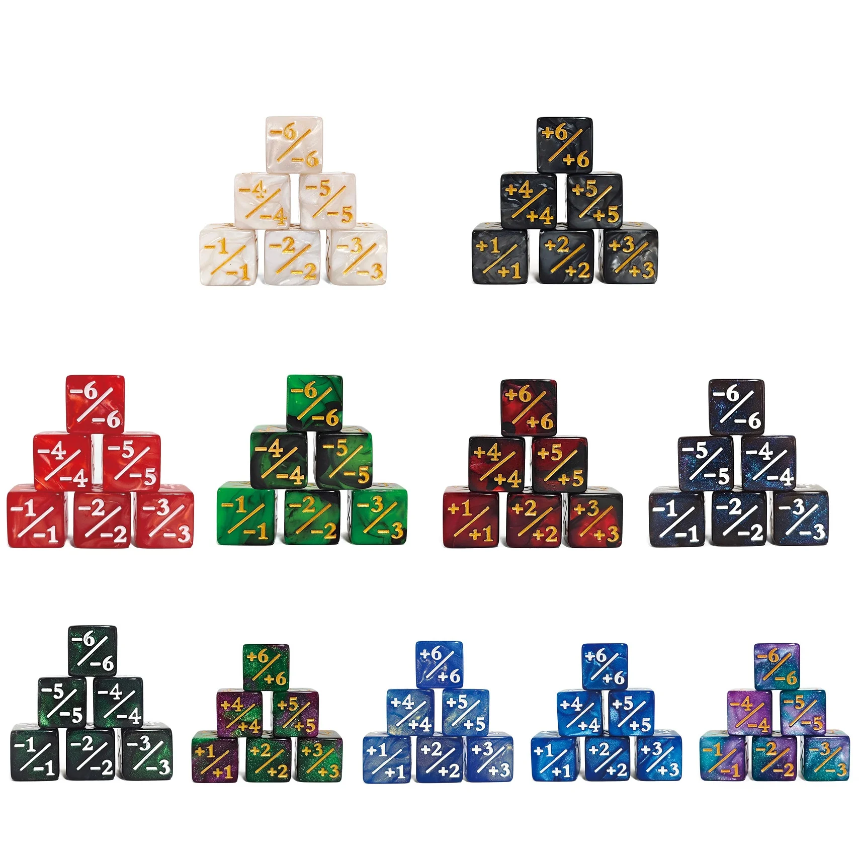 10 Stück/Set MTG Zählwürfel, Mehrfarbig Erhältlich, Acryl +1/-1 Zahlenwürfel für Magic The Gathering TCG Brettspiel-Zubehör