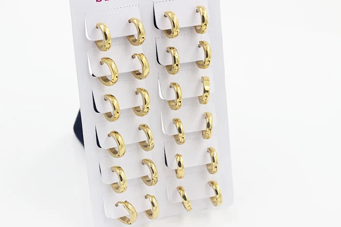 12 Paar trendige, schlichte, silberfarbene Creolen, minimalistische Ohrringe, runde Ohrstecker aus Edelstahl für Damen/Herren, modischer Schmuck für Partys. – Detail 6
