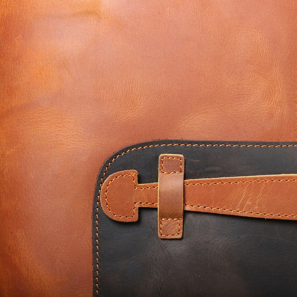 S.WORKER Clutch-Tasche aus echtem Vollnarben-Rindsleder, Herren-Handtasche, Vintage-Tasche, lässige Handtasche mit großem Fassungsvermögen für Herren – Detail 12