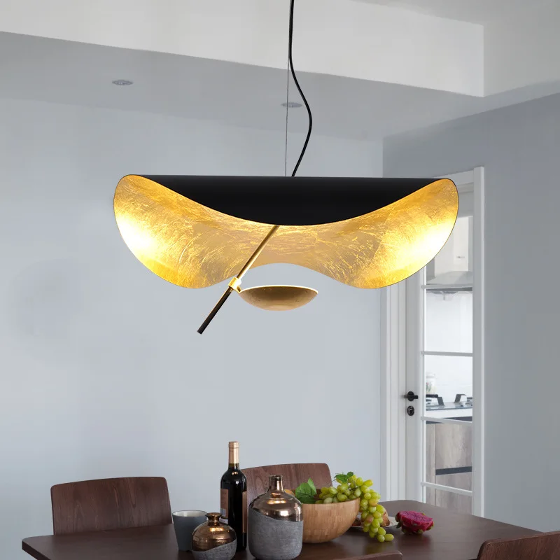 Postmodern Curved Surface LED Pendant Lights Flying Saucer Hat Art Home Decor Hanglamp Living Room Restaurant Kitchen Lights