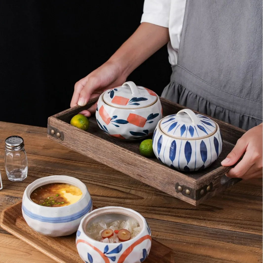 وعاء مغطى بالسيراميك 400 مل، وعاء عميق من الطين القديم على البخار، وعاء عش الطيور على الطراز الصيني، وعاء إساء ملون مزجج إبداعي #5