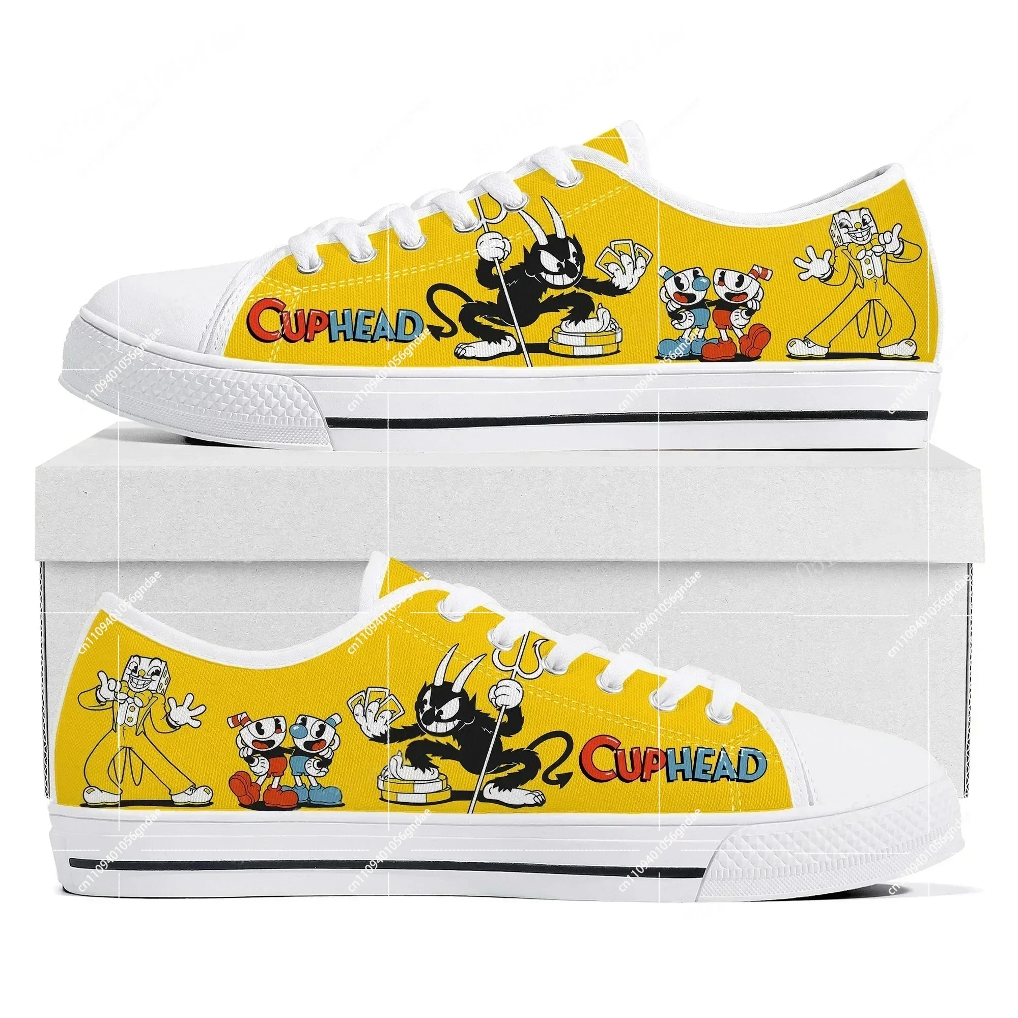 

Кеды-кроссовки Hot Cupheads Mugmans с мультяшным принтом, низкие, для женщин, мужчин и подростков, парные, на заказ