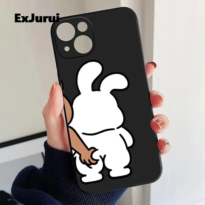 Funny Bear Bunny Couple Phone Case for IPhone 14 13 12 11 Pro XS Max Mini 7 8 14 Plus SE2 X XR Shockproof Cover Capa Fundas Skin