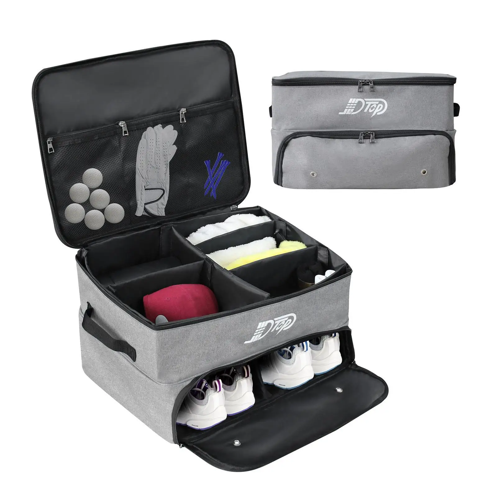 Golf Trunk Organizer Foldable with Separate Compartment Shoe Organiser Golf Locker to Store Golf Trunk Case Bag for Balls Gloves