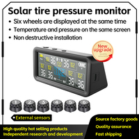 TPMS Tire Pressure Monitoring System Car Safety Alarm System Wireless Solar&USB Powered 4/6 Sensors with Color Digital Display