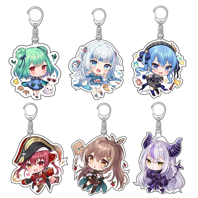 Anime Hololive Vtuber Figures Cosplay Acrylic Keychain Hoshimachi Suisei Gawr Gura Nanashi Mumei Keyring Fans Decoration Gifts