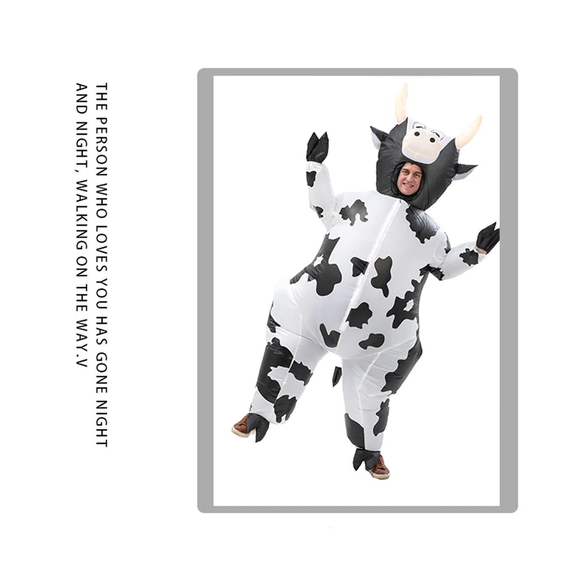 Cute Inflatable Cow Costume Blowing Up Costume Performance Props Full Body Wear-on Costumes Theme Farm Party Costumes