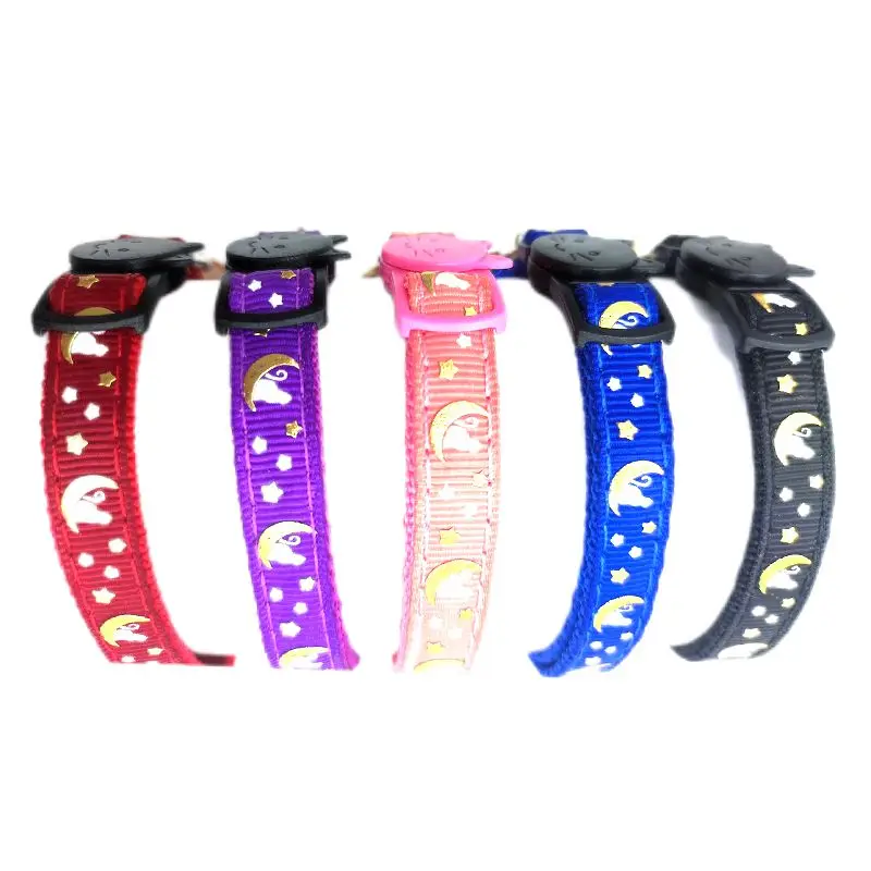 Hot sell  Shimmering Star & Moon Cat Collar with Bell Pendant - A Fashionable Safety Accessory