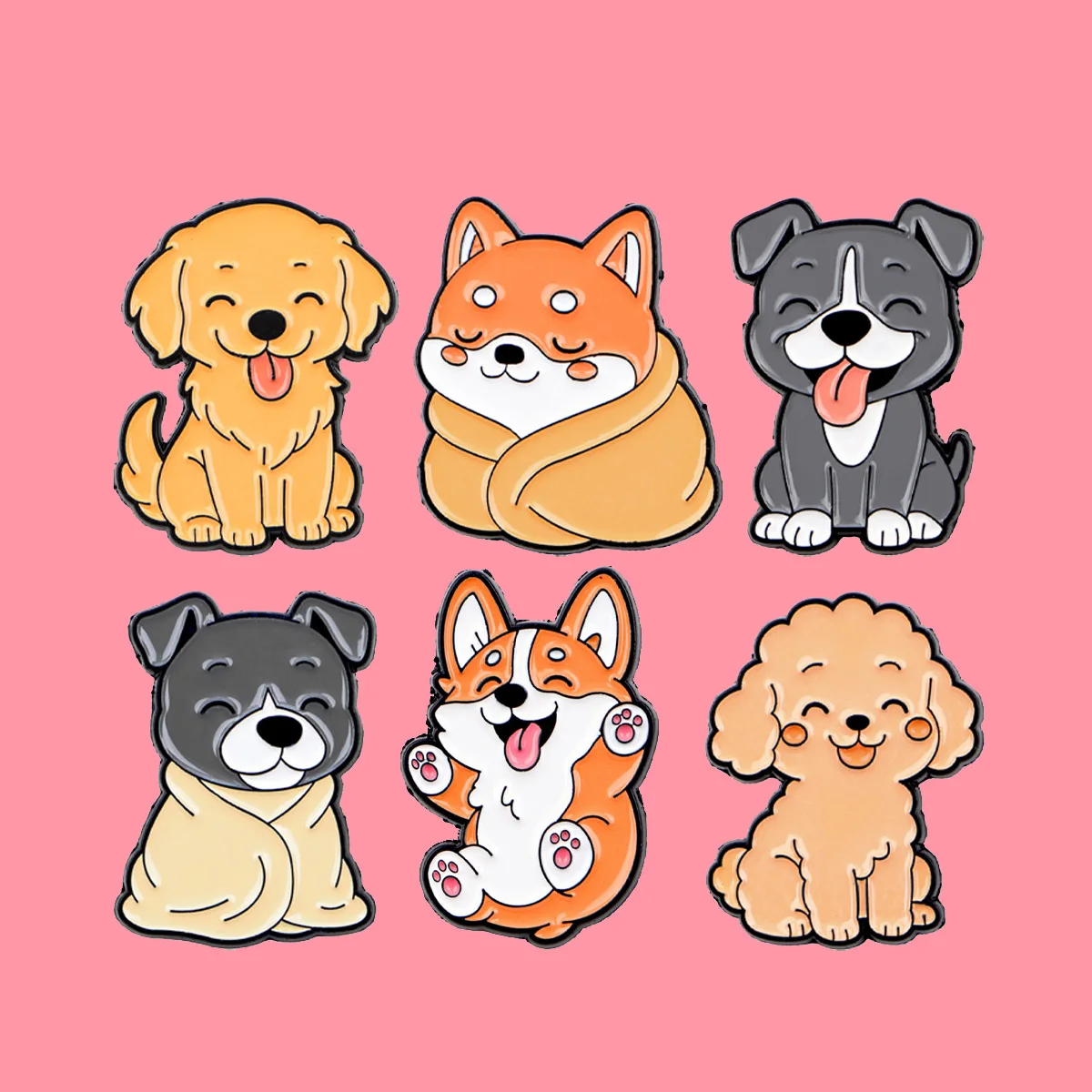 Cute Pet Dogs Enamel Pins Cartoon Animals Brooch Lapel Pin Badge on Backpack Clothing Accessories Fashion Jewelry Friends Gifts