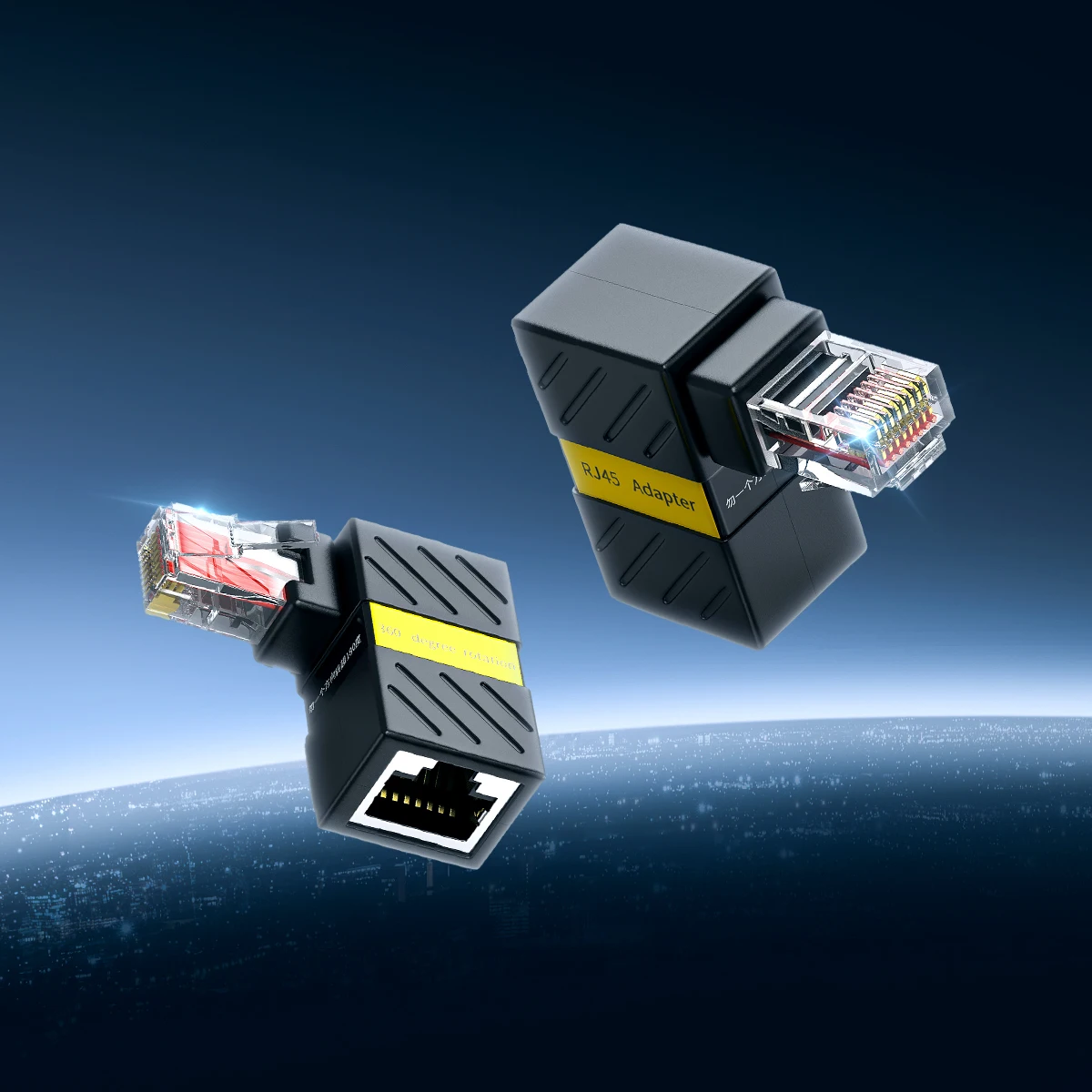 360 Rotatable Network Plug RJ45 Gigabit Adapter 90 Degrees Right Angle Elbow Universal Connector Male to Female Converter rj45