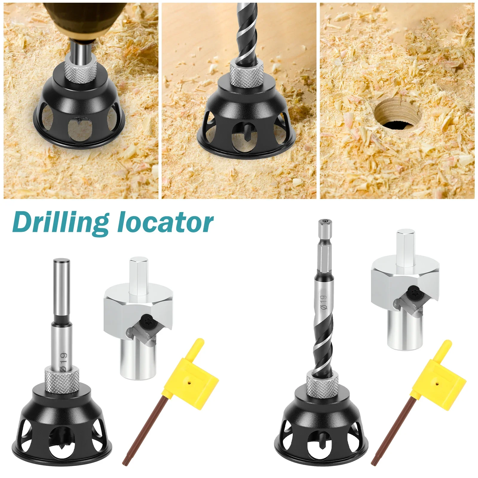 

Aluminum Alloy Drill Bit Punch Locator Set Woodworking Hole Drilling bit Precise Chamfer Reamer Tool Locator Carpentry Tools