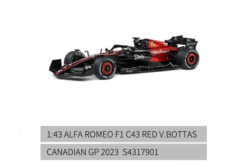 SOLIDO 1:43 ALFA ROMEO F1 C43 RED V.BOTTAS CANADIAN GP 2023 Black Model Car