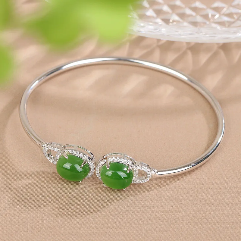 

Женский браслет из стерлингового серебра S925 с инкрустацией из натуральной яшмы Hetian, серебряный браслет