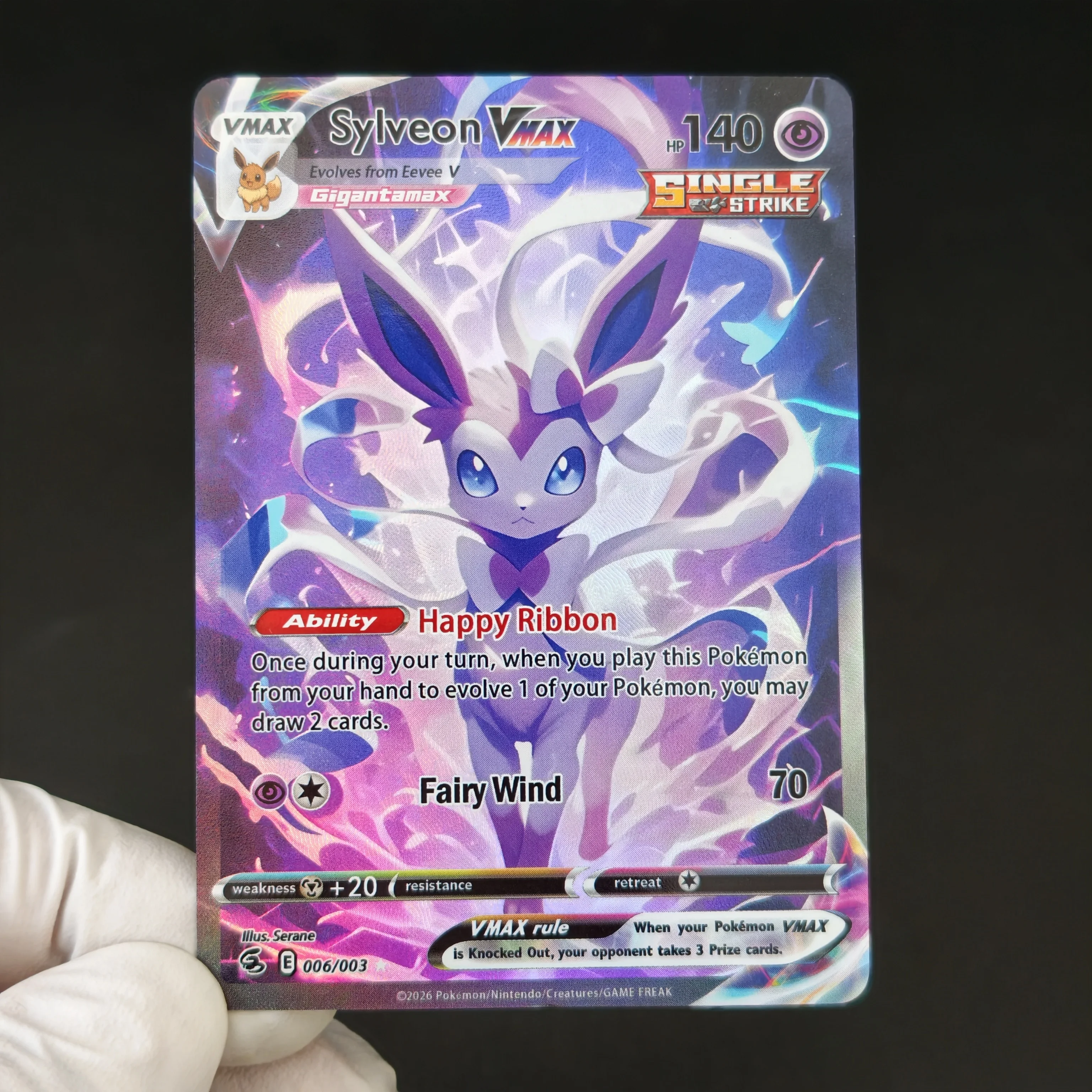 9PCS/TCG PKM Sylveon VMAX Cards Eeveelution VMAX Series Umbreon Flareon Leafeon Espeon Eevee Holo DIY Self Made Card