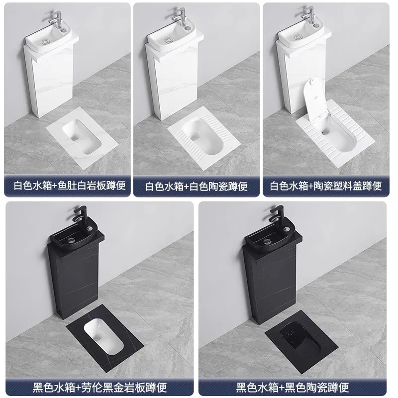 Integrated with Cover Plate Toilet with Wash Basin Flushing Cistern Whole Suit Flip Squat Toilet Potty Chair