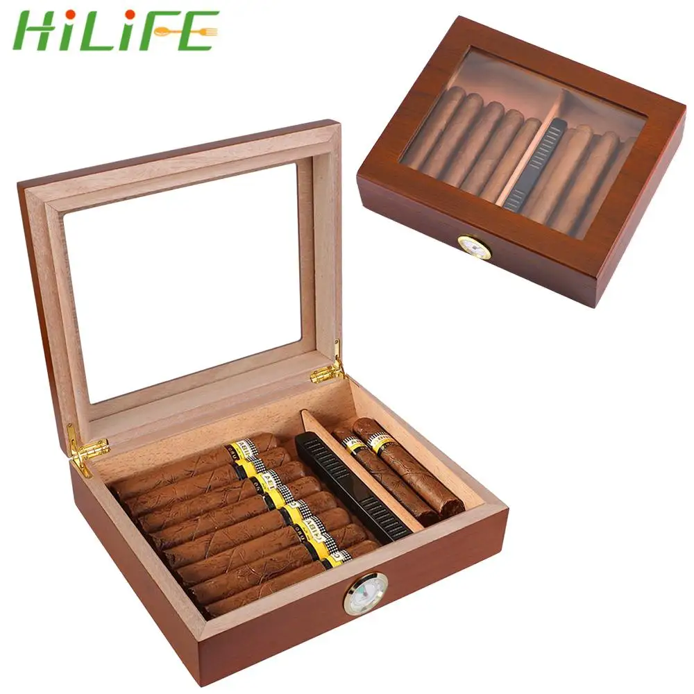 

Cigar Travel Humidor Box Portable Transparent Skylight Cigar Humidor Case With Hygrometer Humidifier Cedar Wood