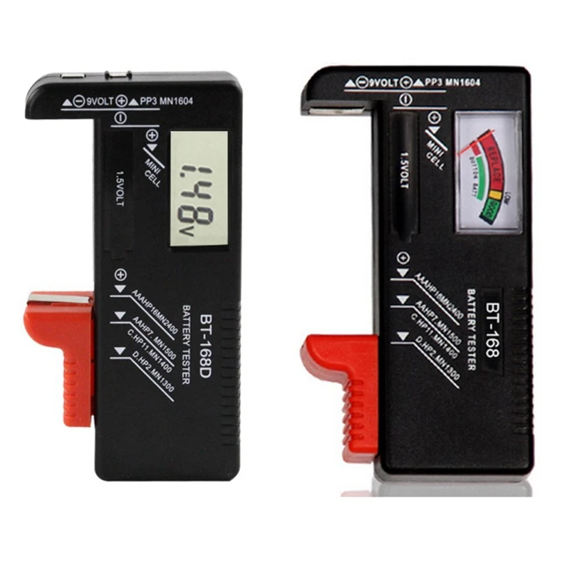 Set Of 2 Digital Battery Testers Voltage Checker And Power Level Checker Combo For AA AAA C D 9V 1.5V Button Coin Cell