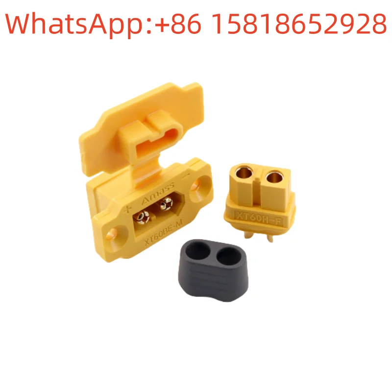 10pcs Amass XT60BE-M RC model power lithium battery high-current connector XT60 panel mount, front-fixable male plug