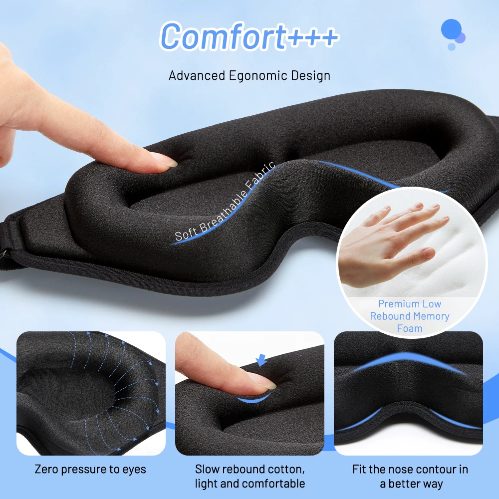 Blackout 3D Sleep Mask Memory Foam Eye Shade Breathable Eye Patch Travel Smooth Slaapmasker Relax Sleeping Aid Women Men