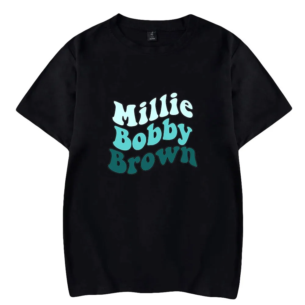 

Millie B-shirt brown with round collar male and female, short sleeve blouse, casual style, pop star, summer