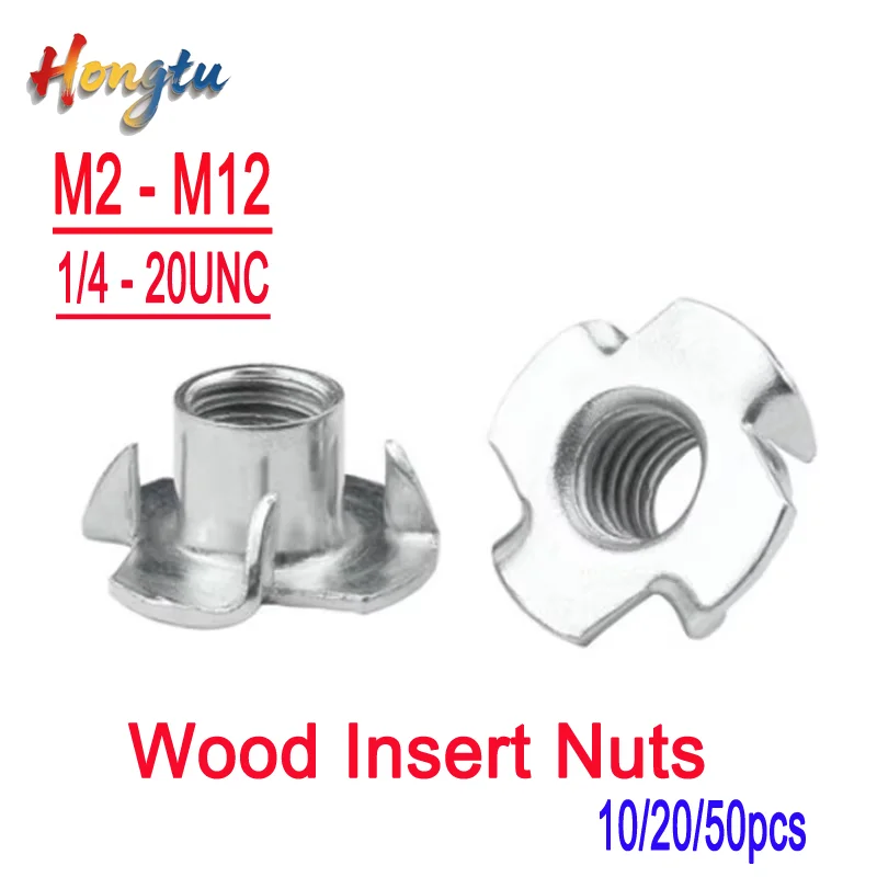 10 - 50pcs Colorful Furniture Wood Insert Nuts! M2 - M12 & 1/4 - 20UNC | Four - Claws/Speaker/T - Nut Types