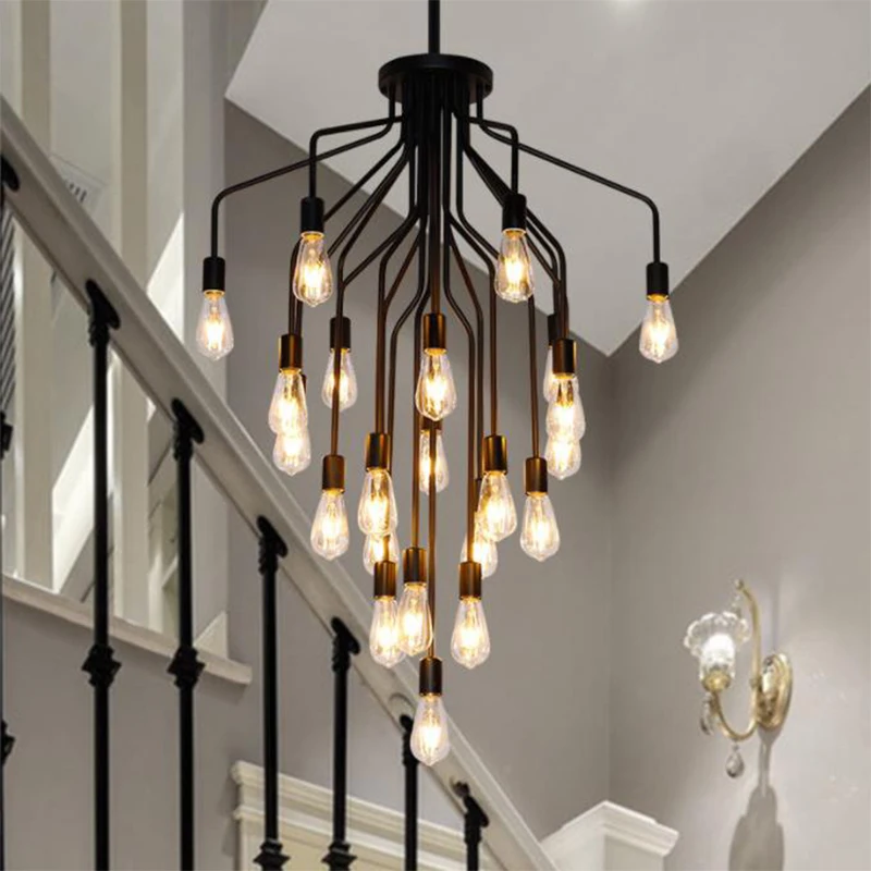 Moderno sótão americano multi cabeça gota de água led lustre sala estar quarto loja ferro arte estilo industrial iluminação decorativa