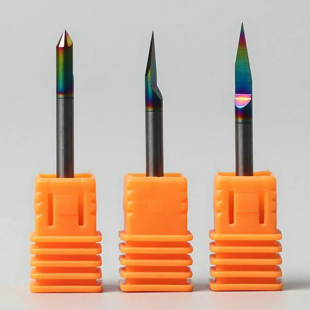 

5PC Colorful Nano Coating Metal Engraving Tools Tungsten Steel Solid Carbide Milling Cutters CNC Router Bit Carving Cutting Wood