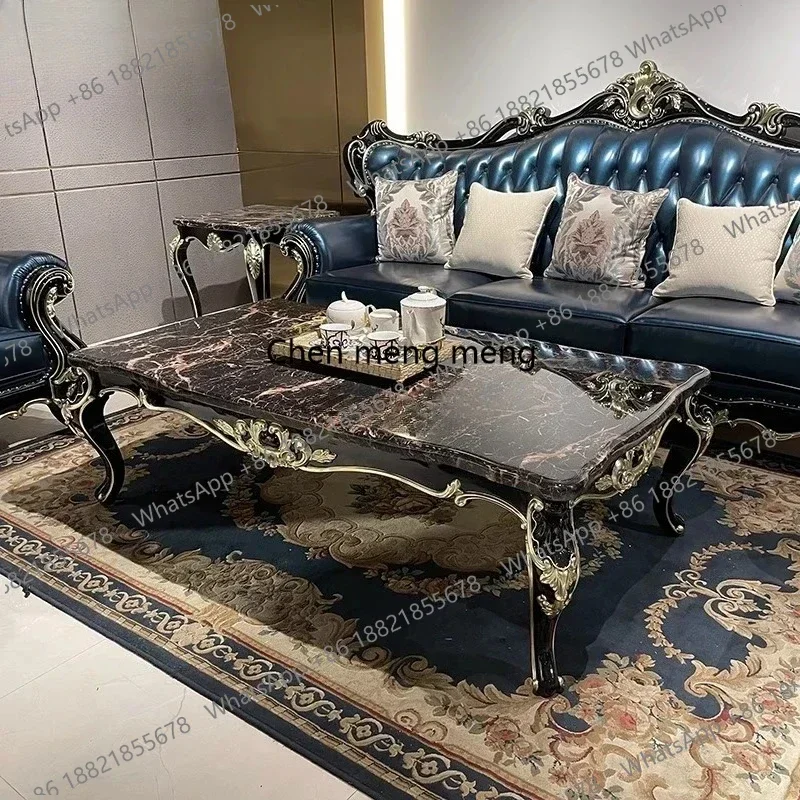 NQ52 New arrrive French solid wood large coffee table, European small apartment rectangular solid wood living room neoclassical