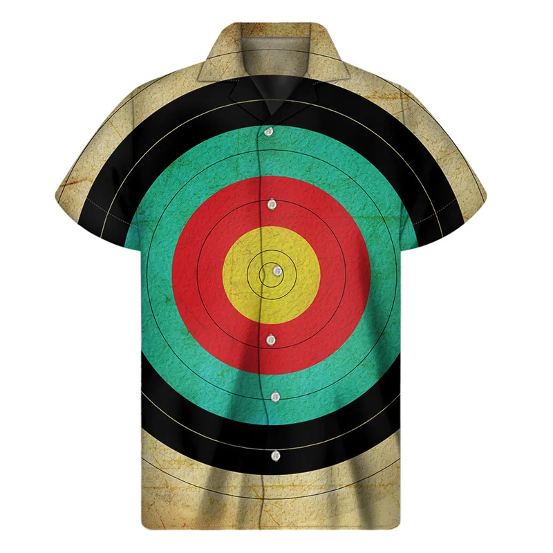 Funny Bullseye Shooting Target 3d Printed Hawaiian Shirts Men Summer Fashion Short Sleeves Beach Shirt Tops Lapel Blouse Clothes