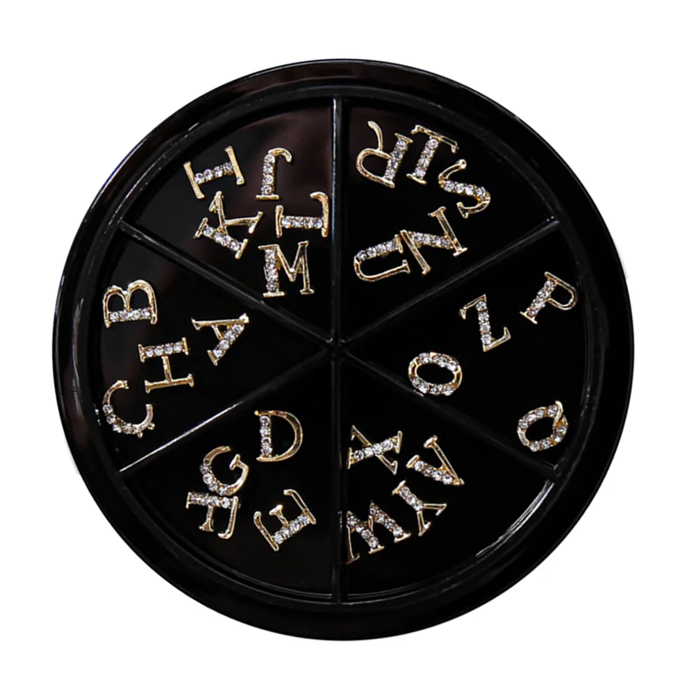 

52 Pcs Letter Shape Nail Charms Rhinestones Manicure Decorations Alloy Nail Accessories Decorations for Party