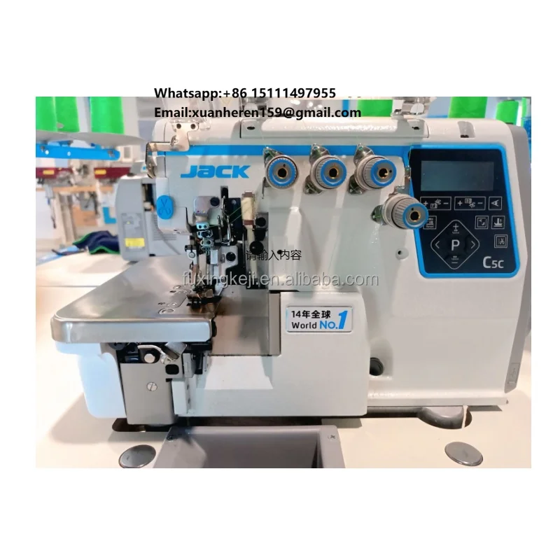 Máquina de Costura Overlock JACK C5C 3/4/5/6 Fios com Inteligência Artificial para Tecidos Leves/Médios/Pesados