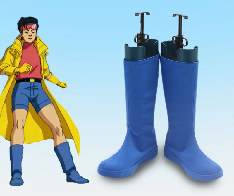 X 97 Jubilee Cosplay Schuhe Jubilation Lee Stiefel Film 97 Mann Frauen Halloween Karneval Party Blau PU Leder Stiefel Nach Maß