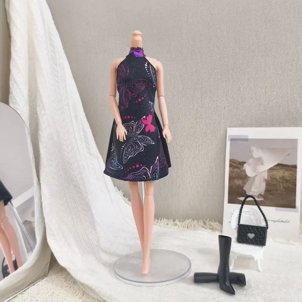 Retro Chinese-style Butterfly Irregular Pattern Dress For 1/6 FR Babi Supermodel Doll Dress Up 30cm Doll Clothes Accessories