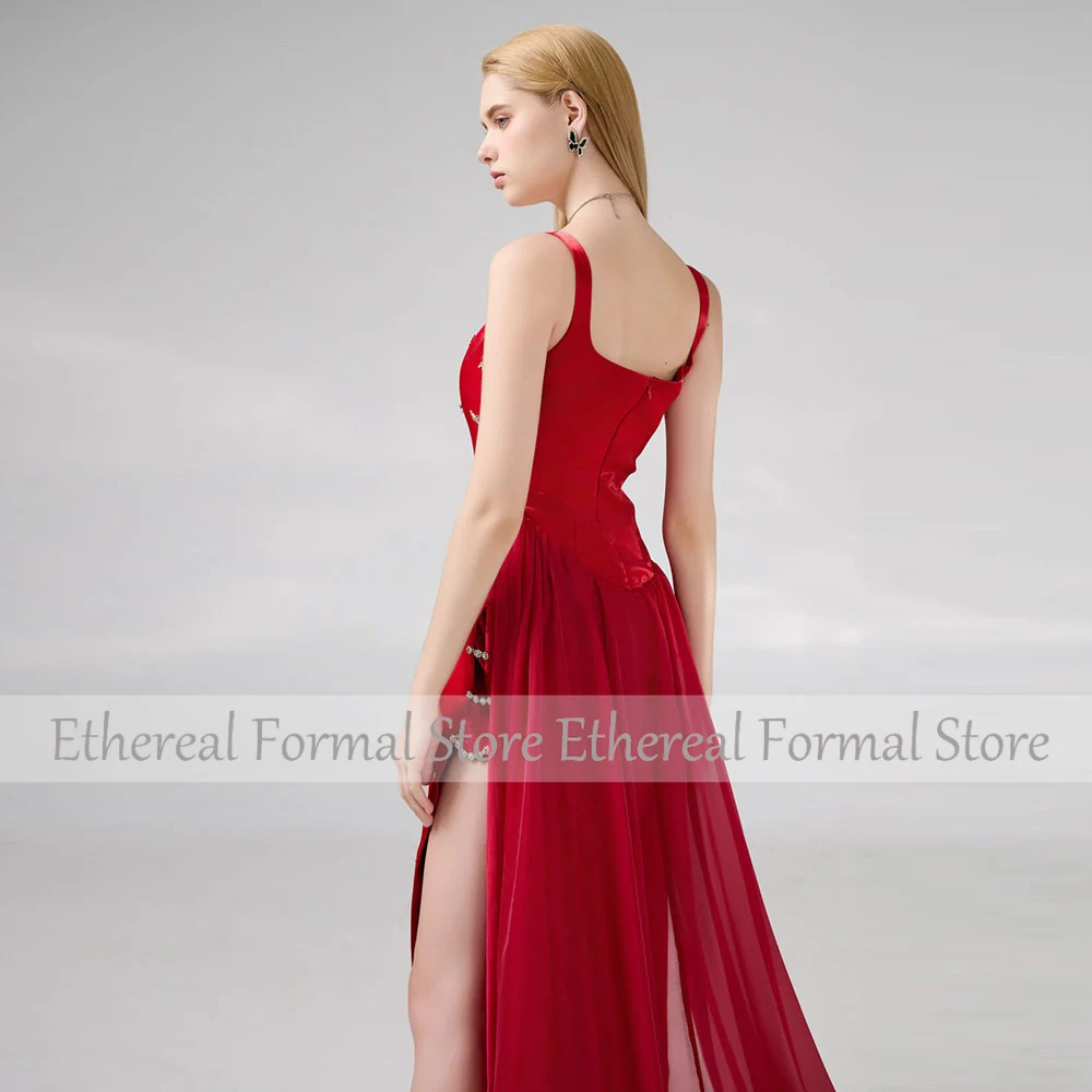 Современное женское вечернее платье с бисером на тонких бретельках Вечернее платье на свадьбу с поплавком без рукавов Вечерние платья с трубой