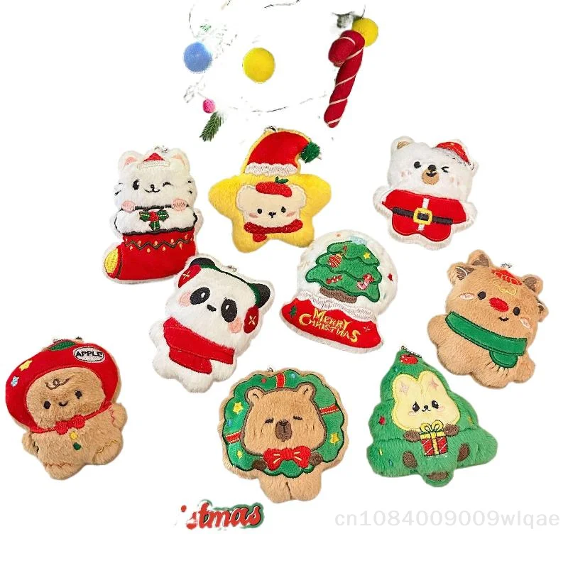 Creative Stocking Stuffer Plush Christmas Ornament - Cute Animal & Santa Keychain Doll Charm for Bag, Gift & Tree Decor〔YY33〕