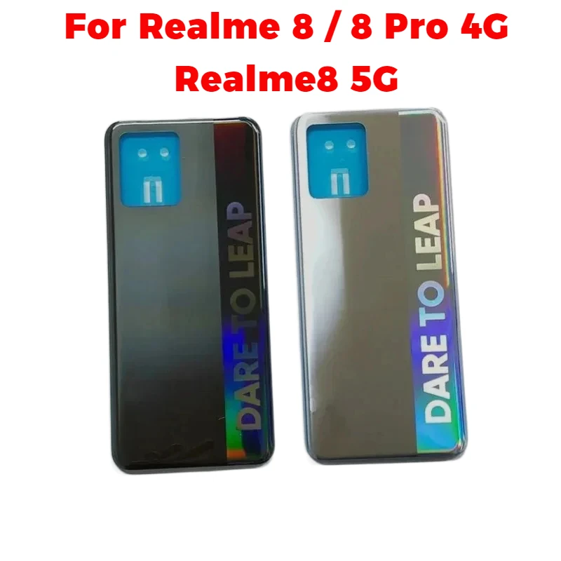 Housing for Realme 8 / 8 Pro 4G / Realme8 5G Plastic Battery Cover Repair Replace Back Door Phone Rear Case   Logo Adhesive