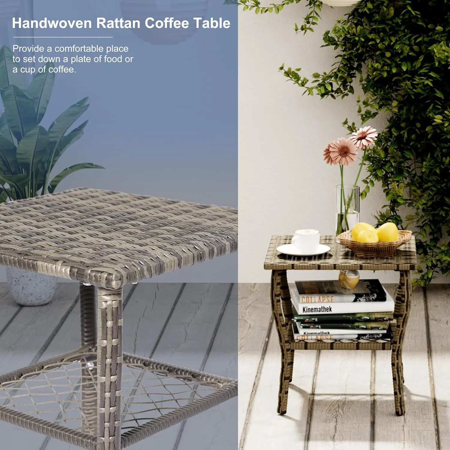 Wicker Bistro Set, Mobília ao ar livre com cadeiras de varanda, Pátio Conversação Set, Cadeiras de balanço, 3 pcs