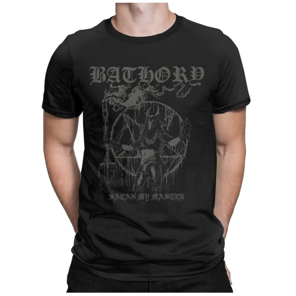 Bathory T-Shirt Men Music Band Novelty Pure Cotton Tee Shirt Round Neck Short Sleeve T Shirts Gift Idea Clothing