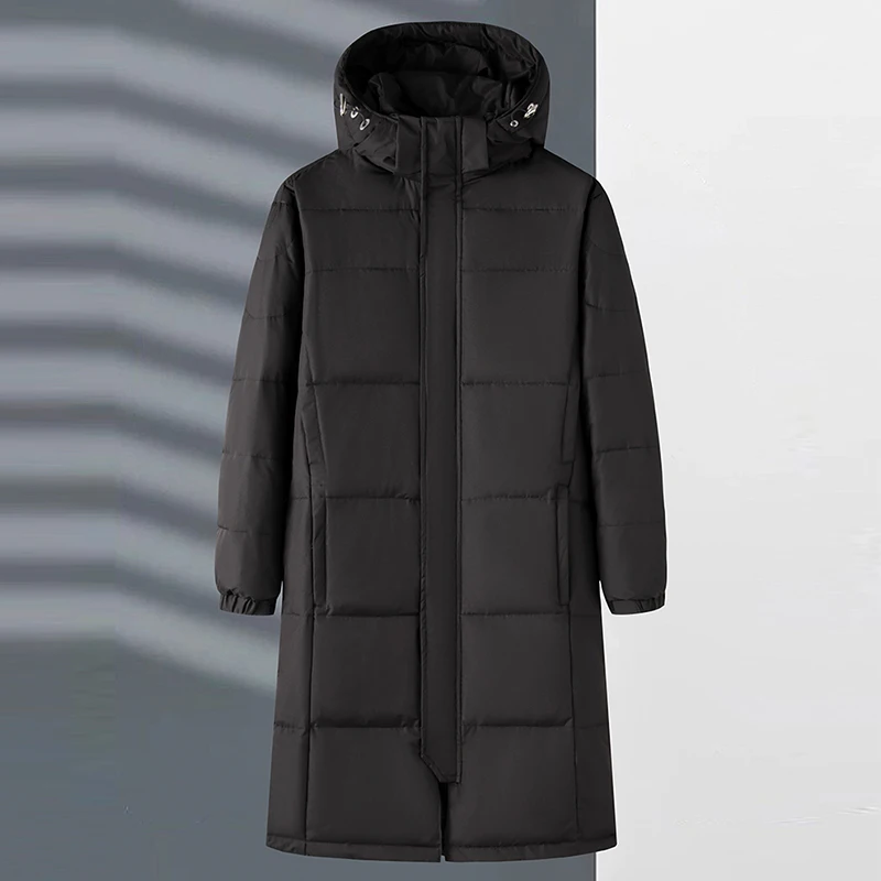 

Мужская удлиненная утепленная куртка-пуховик белого цвета, свободного кроя, простая ветровка для молодежи, повседневная одежда