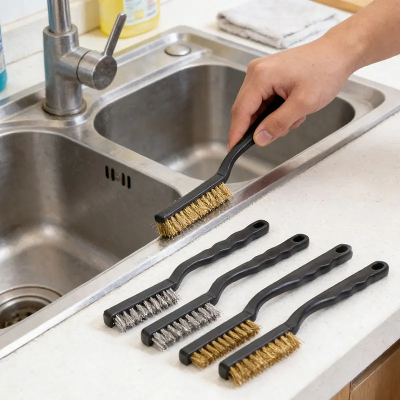 

1pcs Cleaning Wire Brushes Stainless Steel Copper Wire Brush Rust Scrub Remove Brush for Mechanical Part Derusting Remove Paint