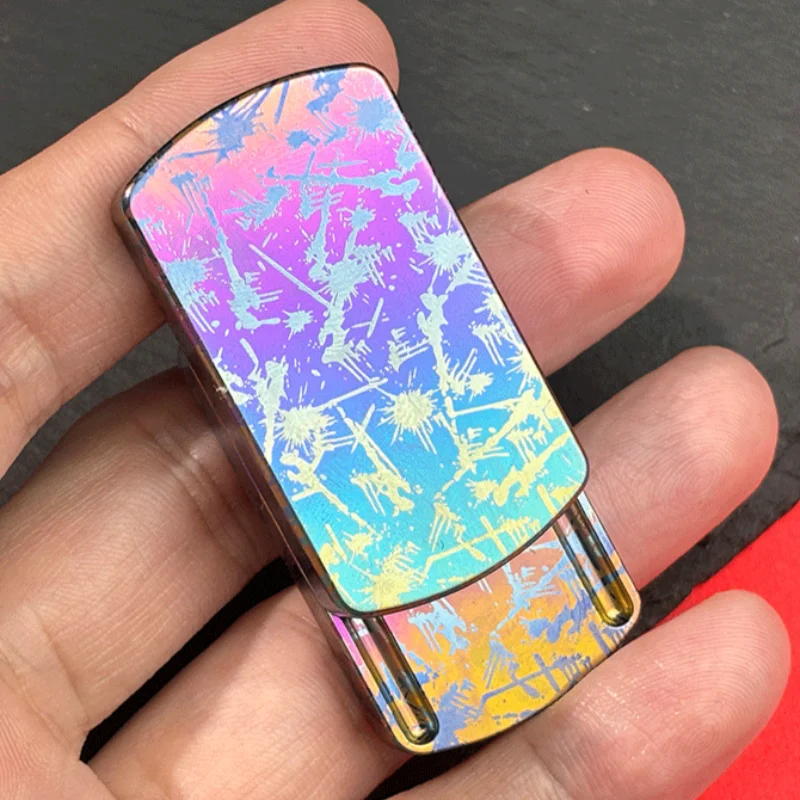 Metal Fidget Mechanical Slider Titanium Alloy Dense Paragraph Magnetic Push Card Plate EDC Anti Stress Relief Sensory Pocket Toy