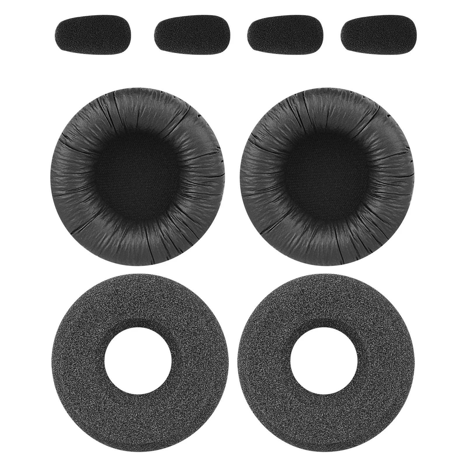 Geekria QuickFit Leatherette & Foam Replacement Earpads + Mic Windscreen Foam Compatible with BlueParrott B250-XTS