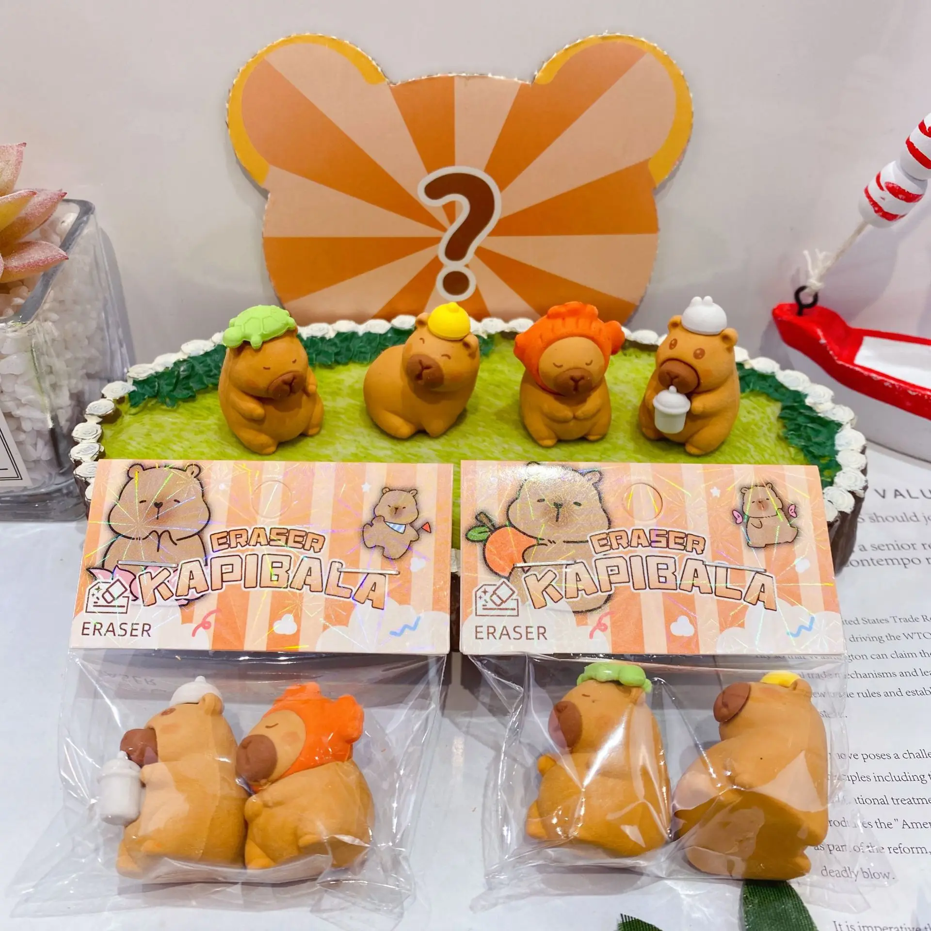 8 Bags Capybara Sharing Pack Eraser Cute Cartoon 3D Can Be Assembled Three-dimensional Eraser 2 Packs