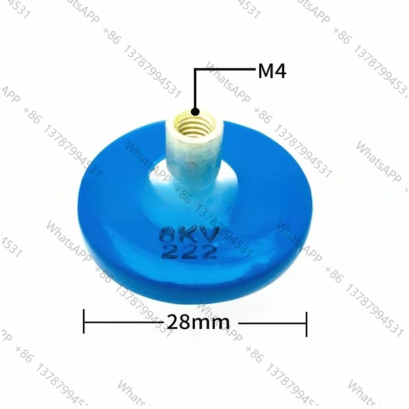 1Pc 3KV 102 1N0M 1nf 1000pf 202 2000pf 6KV 222 2200pf 10KV High Voltage Ceramic Doorknob Spark Fliter Capacitor Blue M4 M6