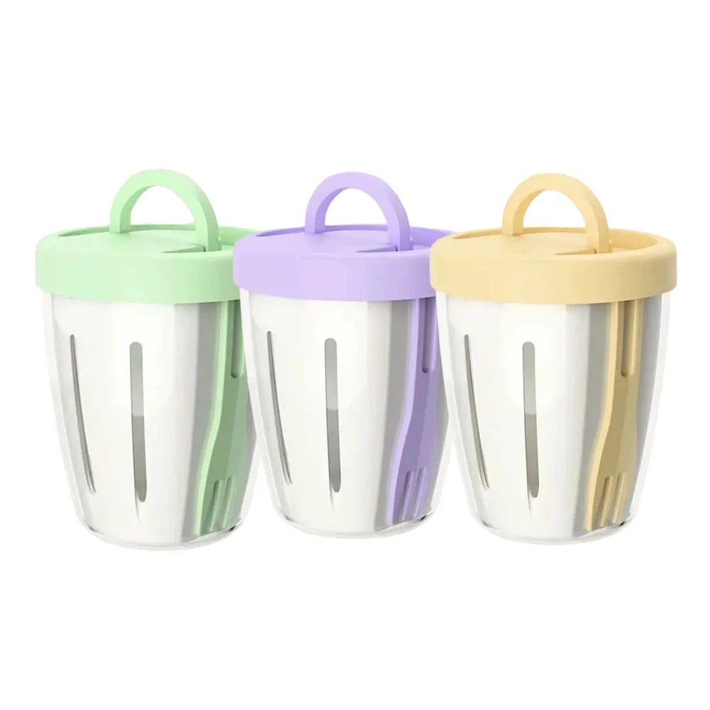 Perfect For Outdoor Meals Purple Double Layer Drain Cups Accessory Airtight Storage Container Compact Travel Bowl