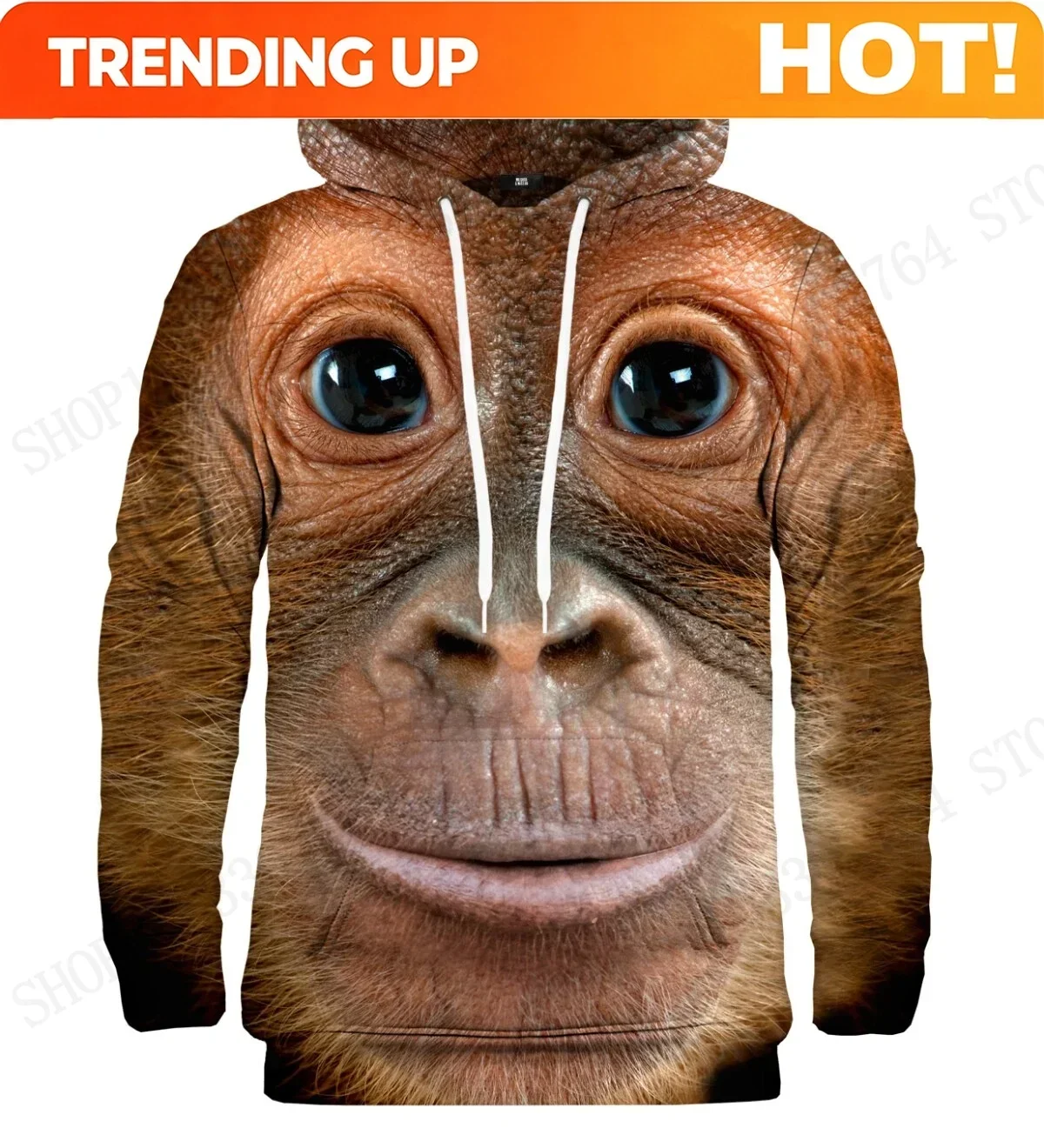 Customization Funny Monkey/Orangutan Face 3d Print Hoodie Men Women Fashion Plus Size Tracksuit Casual Animal Hoodie Sweatshirt