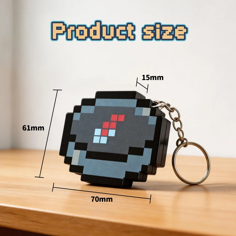 2026 NEW Rechargeable Pixel Compass Keychain Portable Moveable Retro Gaming Accessory Trinket Cool Gamer Gift for Girls Boys image 6