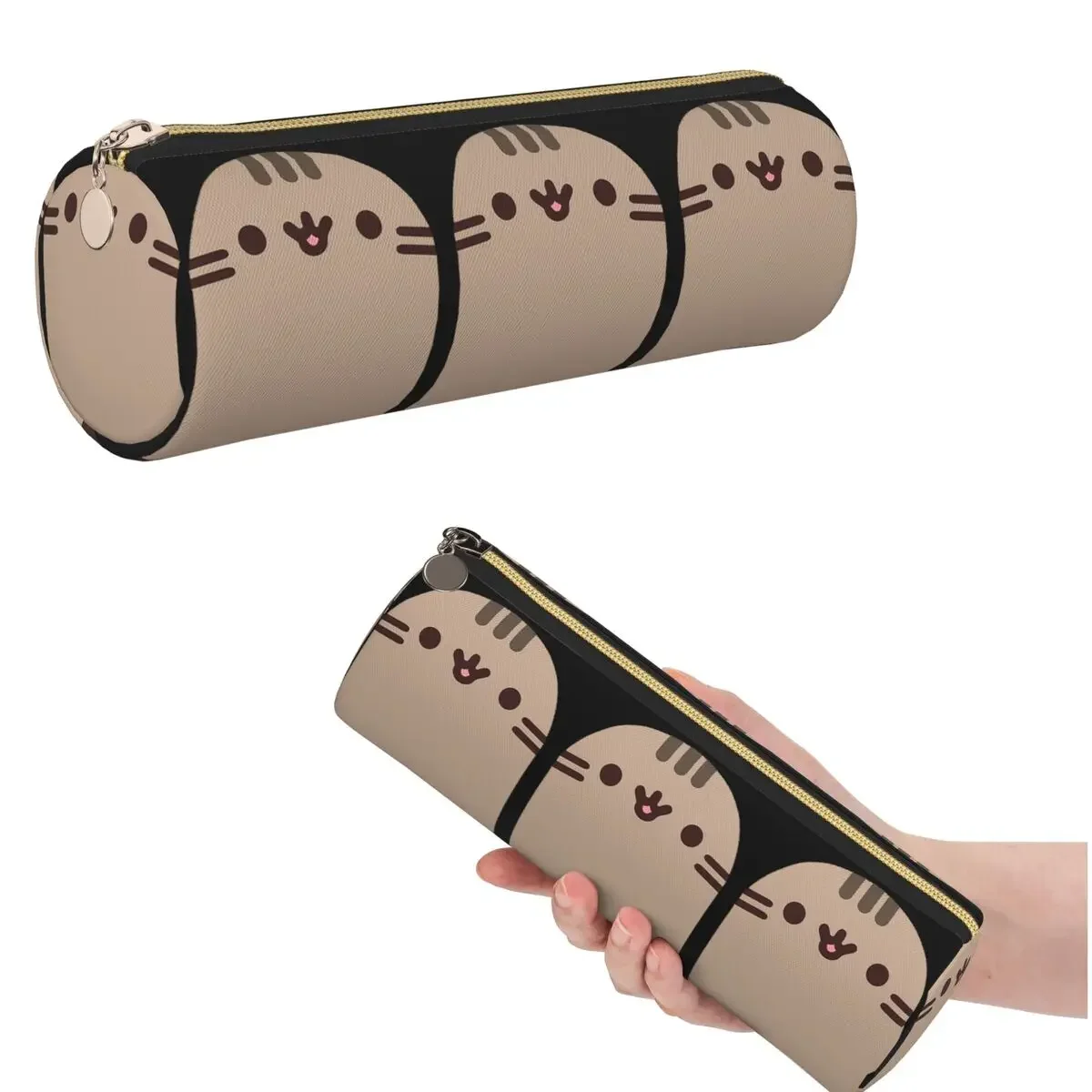 Cute Cat Face Pencil Case for Kids School Cylinder Pen Box Pencil Bag Pencil Pouch