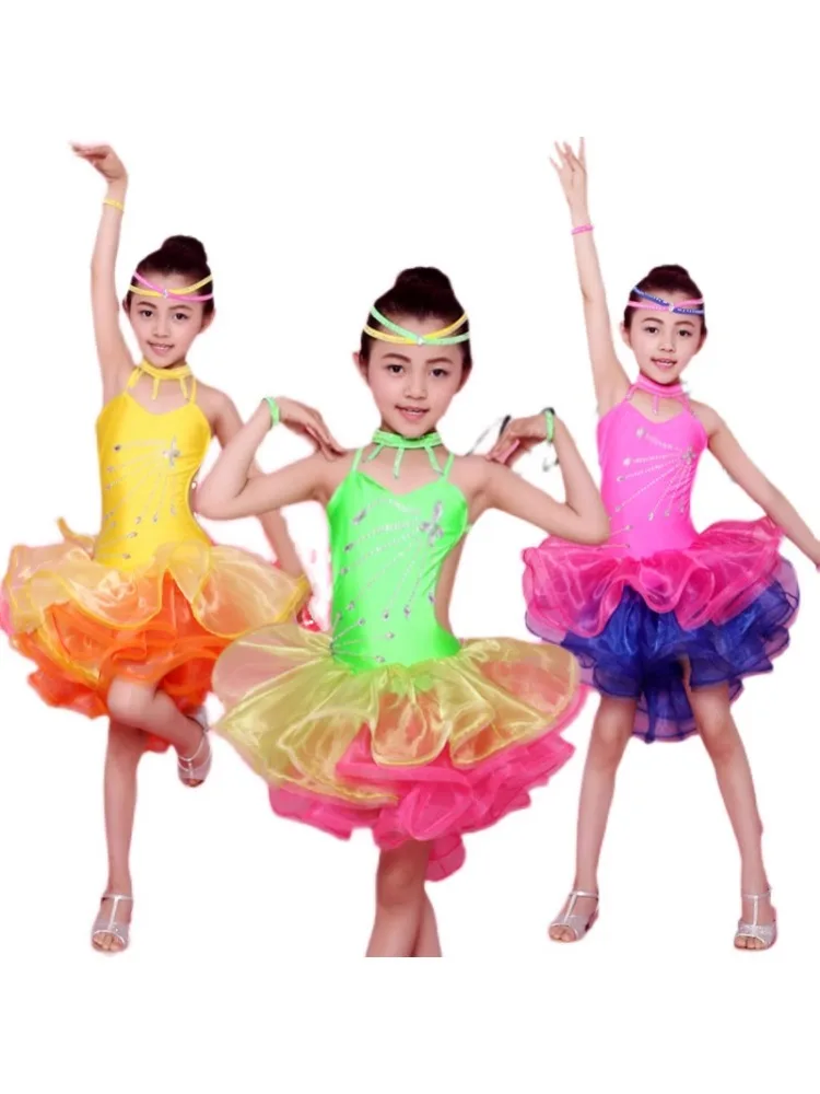 Latin dance dress for girls, new 2024 children\'s training suit, children\'s dance dress, June 1st Children\'s performance dress